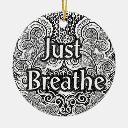 Just Breathe – Kalmerende Mandala-Geïnspireerd Keramisch Ornament (Voorkant)