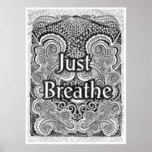Just Breathe – Kalmerende Mandala-Geïnspireerd Poster