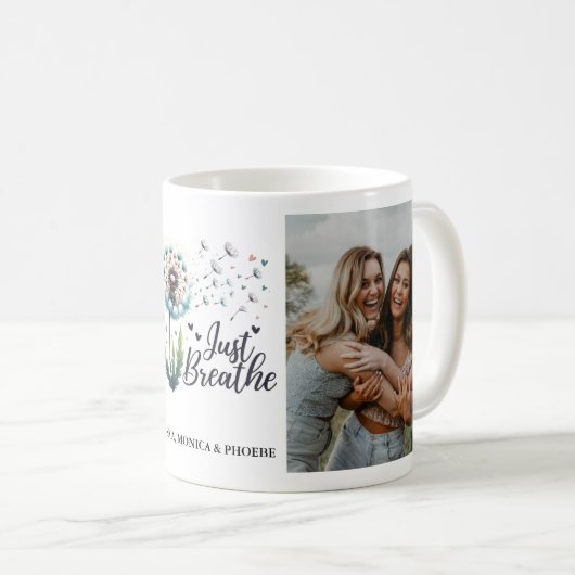 "Just Breathe" Paardenbloem Foto Mok (Voorkant rechts)