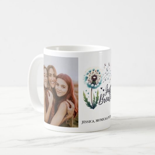 "Just Breathe" Paardenbloem Foto Mok (Voorkant links)