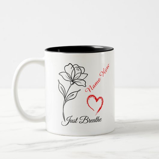Just Breathe Personalized  Tweekleurige Koffiemok (Links)