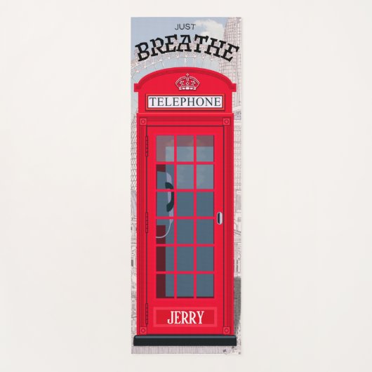 'JUST BREATHE' Red London Phone Booth Yogamat (Voorkant)