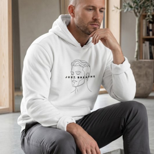 Just Breathe Witte Hoodie | Clean Line