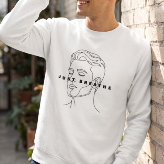 Just Breathe Witte Sweatshirt | Clean Line