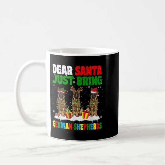 Just Bring German Shepherds Xmas Three Santa Reind Koffiemok (Links)