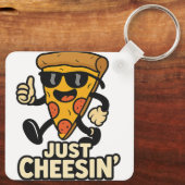 Just Cheesin' Funny Pizza Sleutelhanger - Schattig (Achterkant)