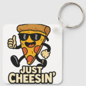 Just Cheesin' Funny Pizza Sleutelhanger - Schattig (Achterkant)