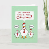 Just Chicken In Pun Funny Christmas Holiday Card Kaart (Voorkant)