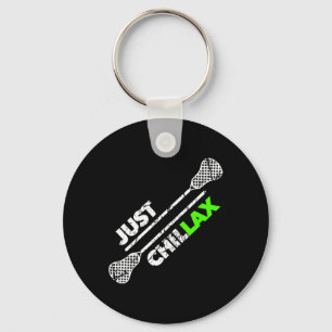 Just Chillax Chill Lax Lacrosse Stick Groen Sleutelhanger