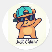 Just Chillin' - Cool Dab Beer Ronde Sticker (Voorkant)