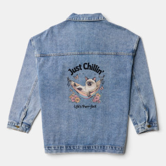 Just Chillin': Life's Purfect Hangmat Kat T-shirt Denim Jacket