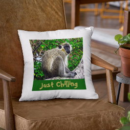 "Just Chilling" Green Monkey Print Sierkussen