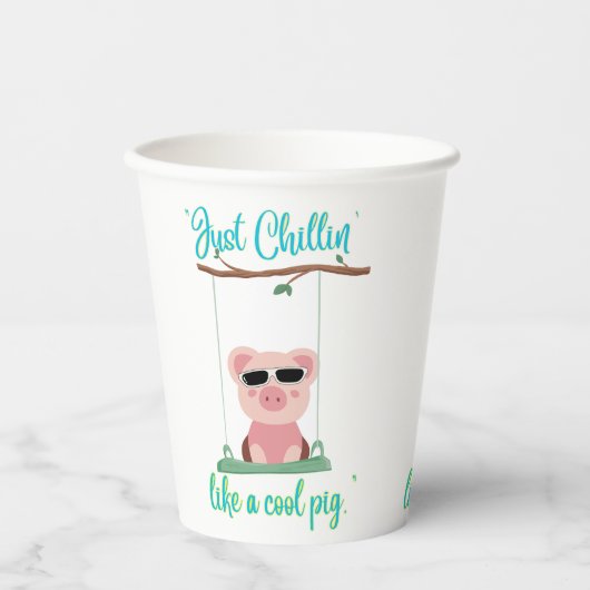 Just Chilling - Pig Quote Papieren Bekers (Voorkant)