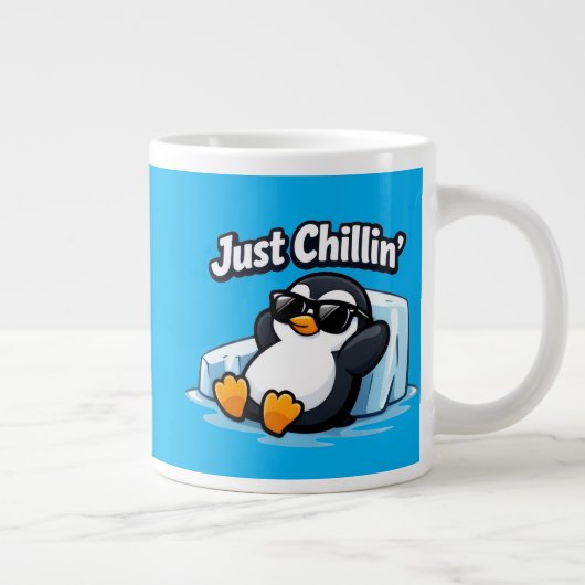 JUST CHILLING PINGUIN Throw Pillow Grote Koffiekop (Rechts)