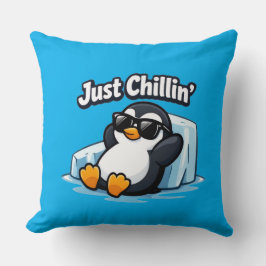 JUST CHILLING PINGUIN Throw Pillow Kussen