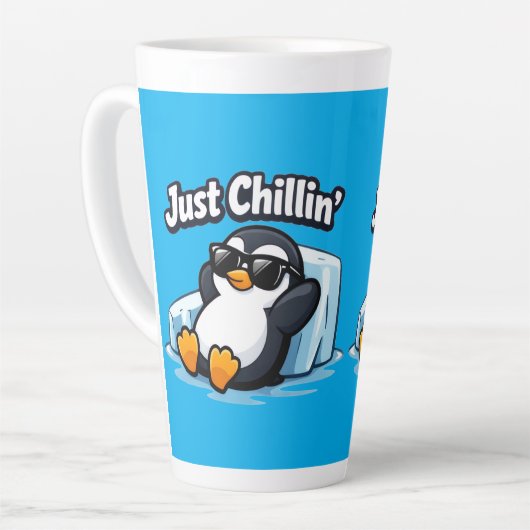 JUST CHILLING PINGUIN Throw Pillow Latte Mok (Linkerhoek)