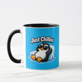 JUST CHILLING PINGUIN Throw Pillow Mok