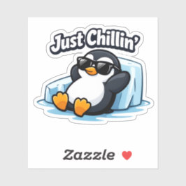 JUST CHILLING PINGUIN Throw Pillow Sticker