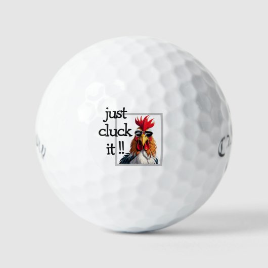 Just Cluck It Golf Balls - Funny Rooster Pun Golfballen (Voorkant)