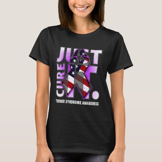 Just Cure It Turner Syndrome Awareness American Fl T-shirt (Voorkant)