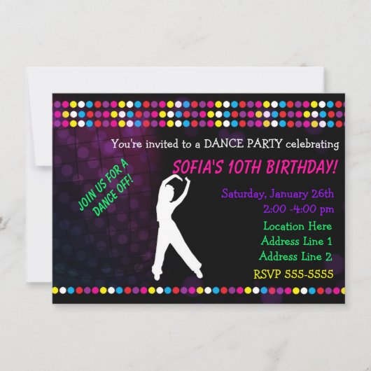 Just Dance-feest Disco-bal uitnodiging (Voorkant)
