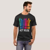 Just Deaf Not Rude Deaf Awareness Yellow Ribbon As T-shirt (Voorkant volledig)