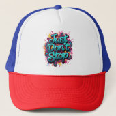 Just Don't Stop – Bold Graffiti Typography Street  Trucker Pet (Voorkant)