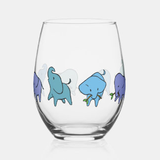 "Just Ellies" kleine olifanten steelloze wijnglas Zonder Voet