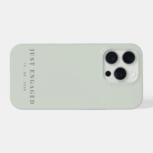 Just Engaged Minimalist Typography Pale Sage iPhone Hoesje (Achterkant horizontaal)