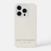 Just Engaged Minimalist Typography Soft Beige iPhone Hoesje (Achterkant)