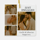 Just Engaged Photo Couple Engagement Christmas Keramisch Ornament (Voorkant)