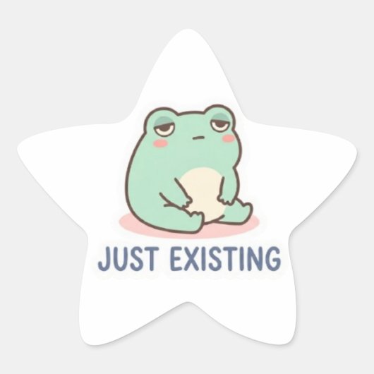 Just Existing Kikker Sticker Schattig Neutrale Kik (Voorkant)