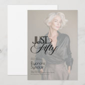 Just Fifty Photo 50th Birthday Party Kaart (Voorkant / Achterkant)