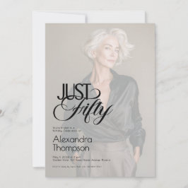 Just Fifty Photo 50th Birthday Party Kaart