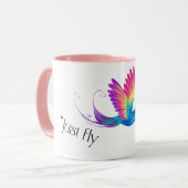 Just Fly - Vibrant Rainbow Hummingbird Art for Fre Mok (Voorkant links)