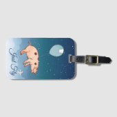 'Just Fly' Vliegend varken in een luchtballon Bagagelabel (Voorkant (horizontaal))