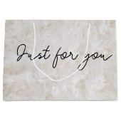 Just For You White Faux Fur Groot Cadeauzakje (Voorkant)