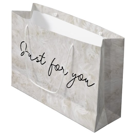 Just For You White Faux Fur Groot Cadeauzakje (Voorkant Gekanteld)