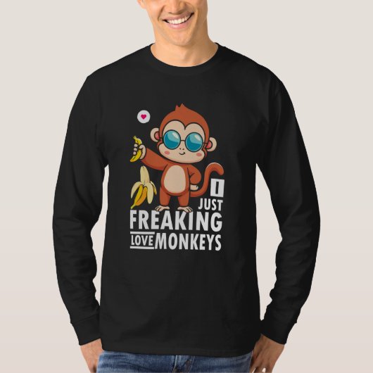 Just Freaking Love Monkeys And Bananas With Sungla T-shirt (Voorkant)