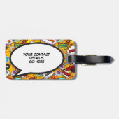 JUST GETROUWD Speech Bubble Pret Fun Retro Stripbo Bagagelabel (Achterkant horizontaal)