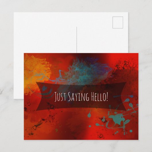 "Just Gezegde Hallo" Red Abstract Digital Art Note Briefkaart (Voorkant / Achterkant)
