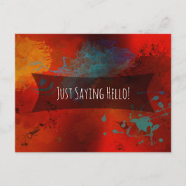 "Just Gezegde Hallo" Red Abstract Digital Art Note Briefkaart