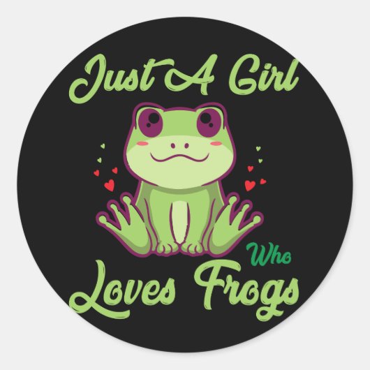 Just-Girl-Who-Loves-Frogs Design Ronde Sticker (Voorkant)