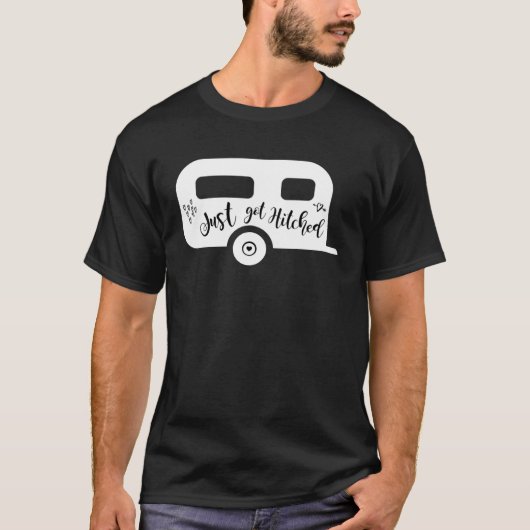 Just Got Hitched Bride Groom Camping Couple weddin T-shirt (Voorkant)