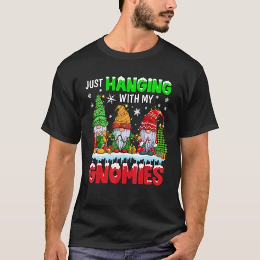 Just Hanging With My Gnomies Christmas Tree Three  T-shirt (Voorkant)