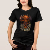 "Just Here for the Beer" Demon Art Tri-Blend Shirt (Voorkant)