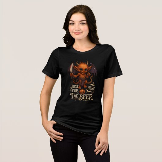 "Just Here for the Beer" Demon Art Tri-Blend Shirt (Voorkant volledig)