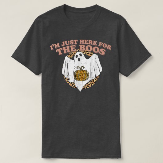 Just Here For The Boos Funny Ghost Leopard Hallowe T-shirt (Design voorkant)