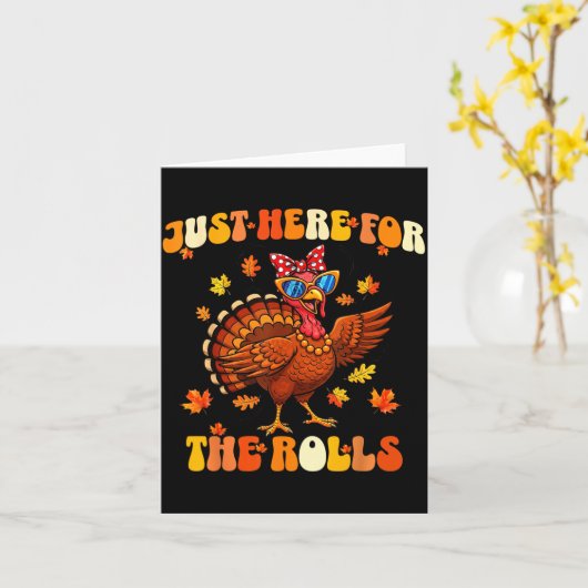 Just Here For The Rolls Thanksgiving Dinner Kids C Kaart (Gele Bloem)