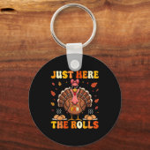 Just Here For The Rolls Turkey Bow Thanksgiving Di Sleutelhanger (Voorkant)
